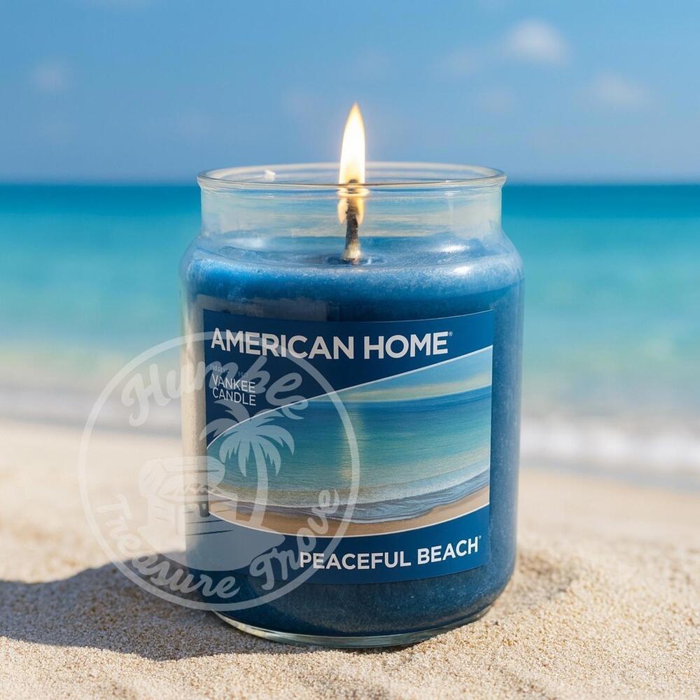 American Home by Yankee Candle Peaceful Beach 19 oz Blue‎ Jar Ocean Fresh  Scent
